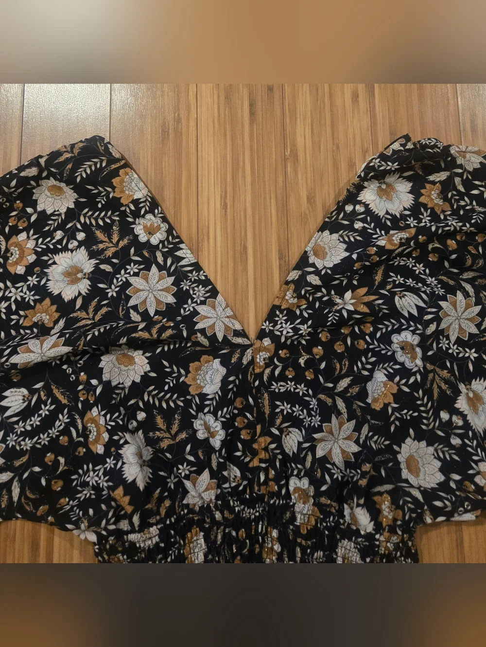Carly Jean Boho Floral Maxi Dress in Black and Cream - Picture 5 of 15